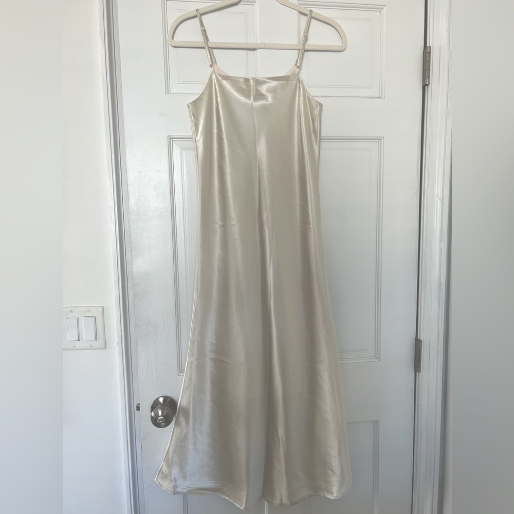 Ivory/gold satin midi dress